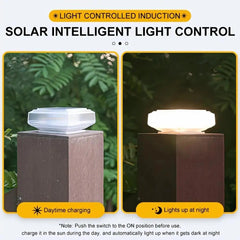 Led Solar Post Light Warm Pillar Lamp Rechargeable Outdoor