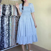 Spring Summer Elastic Waist Chiffon Dress