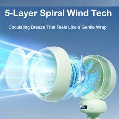 Bladeless Baby Stroller Fan with LED Display Safe for Crib Use