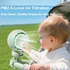 Bladeless Baby Stroller Fan with LED Display Safe for Crib Use