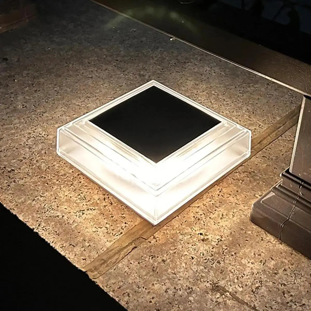 Led Solar Post Light Warm Pillar Lamp Rechargeable Outdoor