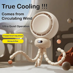 Bladeless Baby Stroller Fan with LED Display Safe for Crib Use