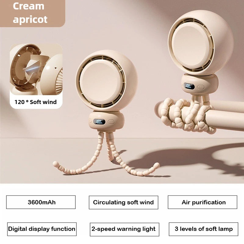 Bladeless Baby Stroller Fan with LED Display Safe for Crib Use